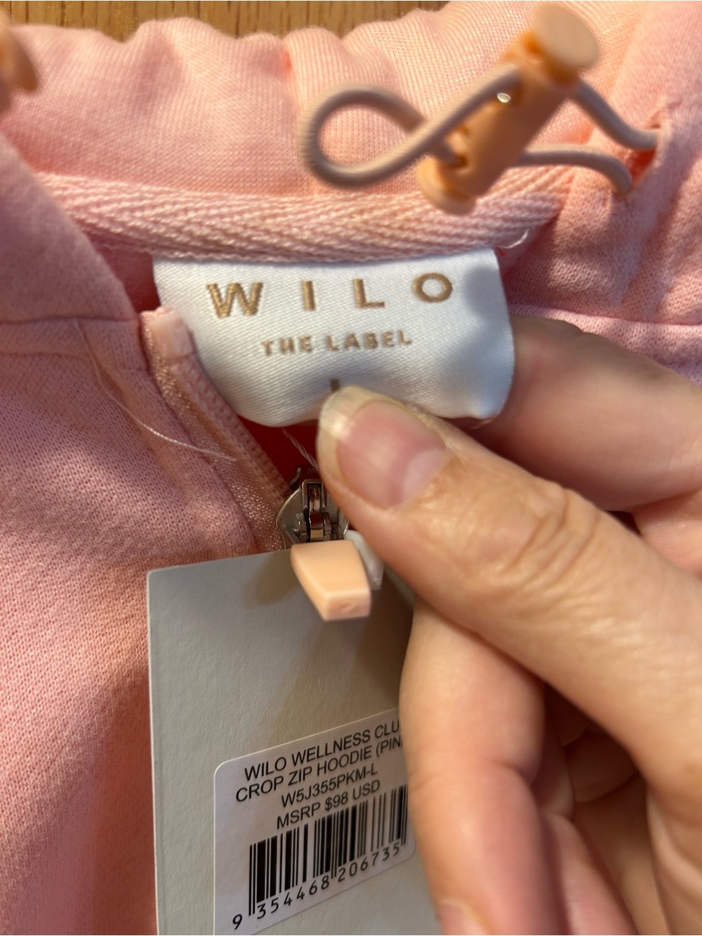 Wilo NWT Pinkish peach colorZip-Up Hoodie Jacket - Picture 3 of 5